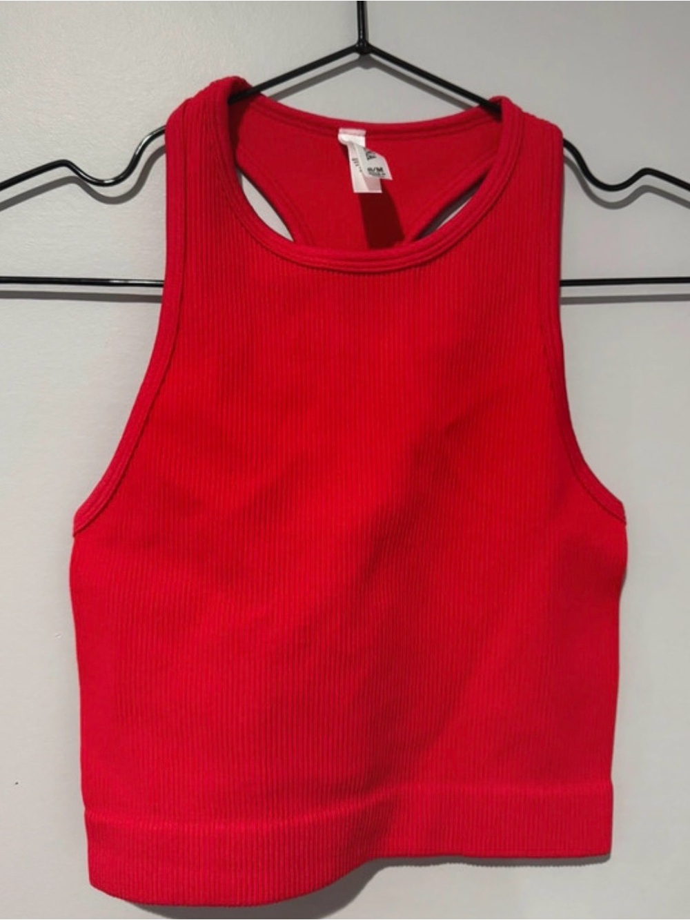 Zenana Outfitters Red Ribbed Racerback Crop Tank